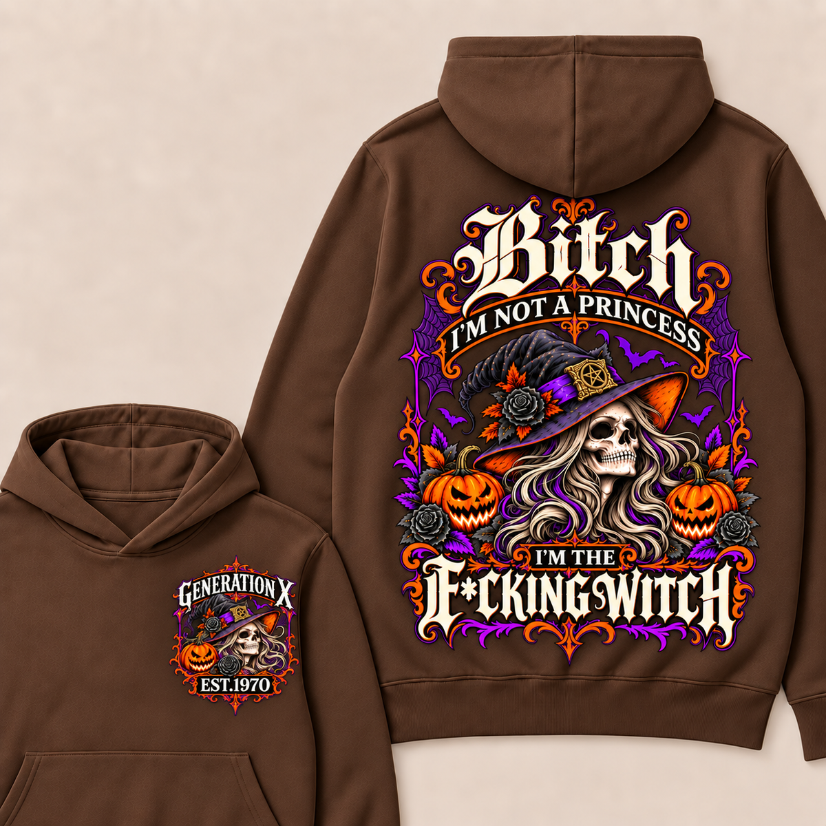 Gen X Witch Queen Custom Birth Year Halloween T-Shirt & Hoodie