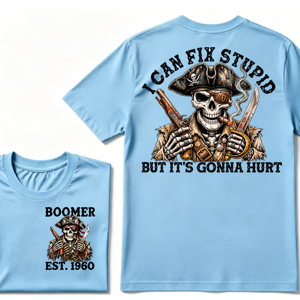 "Fixed Stupid, Endured Classics" - Pirate Skull Vintage Custom Series T-shirt