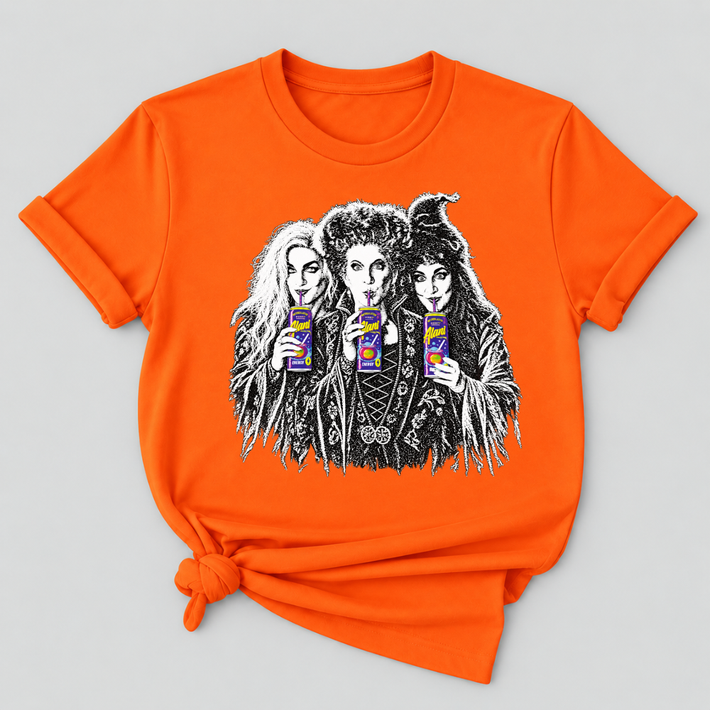 Sanderson Sisters Drinking Juice Box Hocus Pocus Halloween Witch Graphic T-Shirt