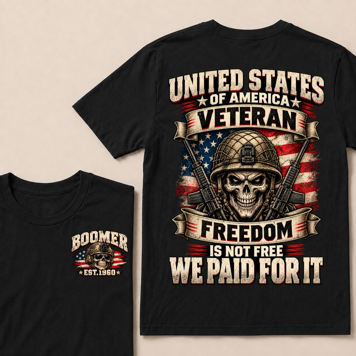 United States Of America Veteran Freedom Is Not Free We Paid For It Est.Year T-Shirt