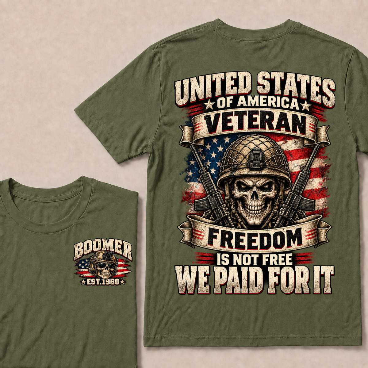 United States Of America Veteran Freedom Is Not Free We Paid For It Est.Year T-Shirt