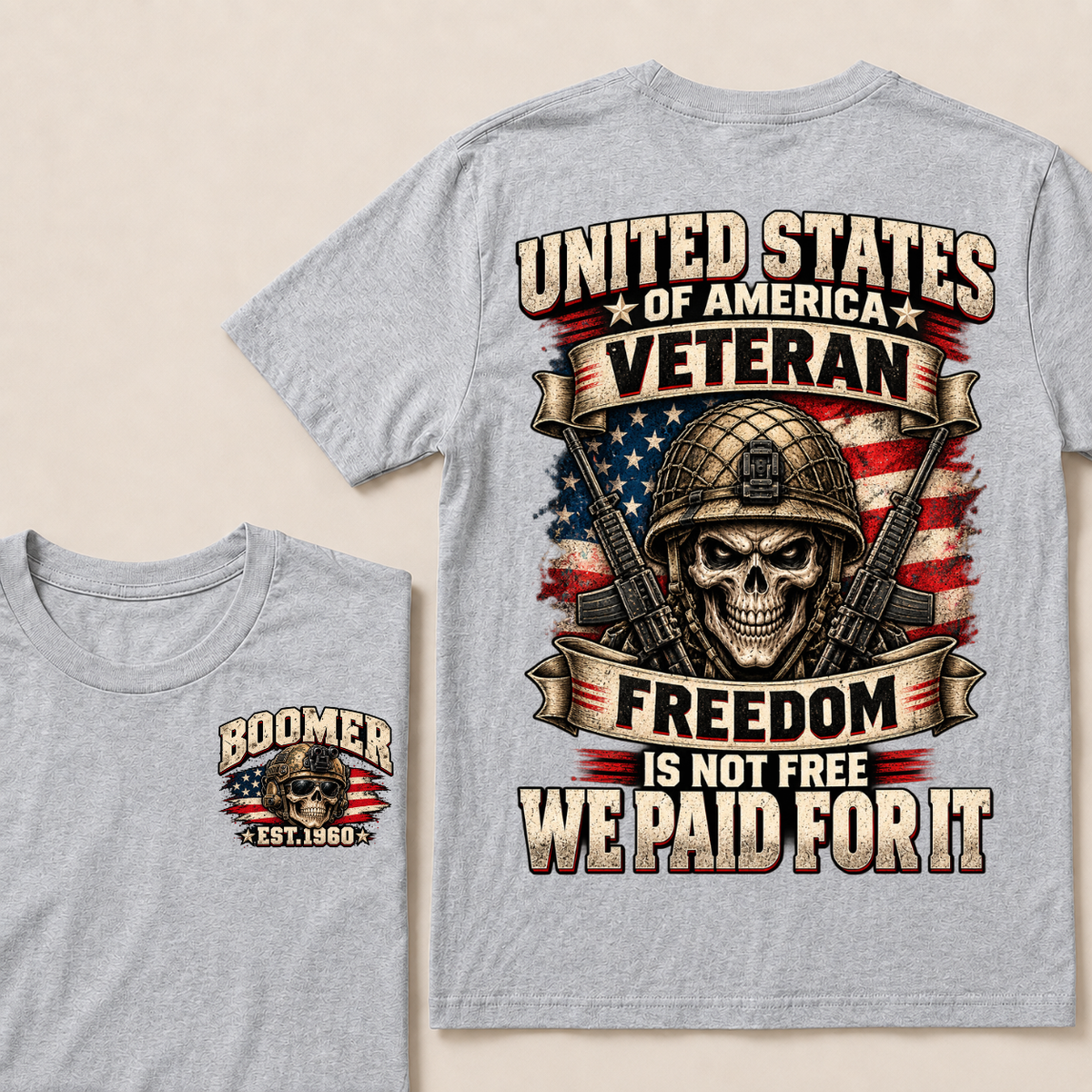 United States Of America Veteran Freedom Is Not Free We Paid For It Est.Year T-Shirt
