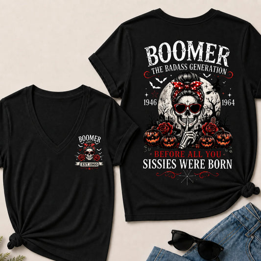 Custom Your Boomer Year The Badass Generation – Before All You Sissies Were Born V-Neck Tee