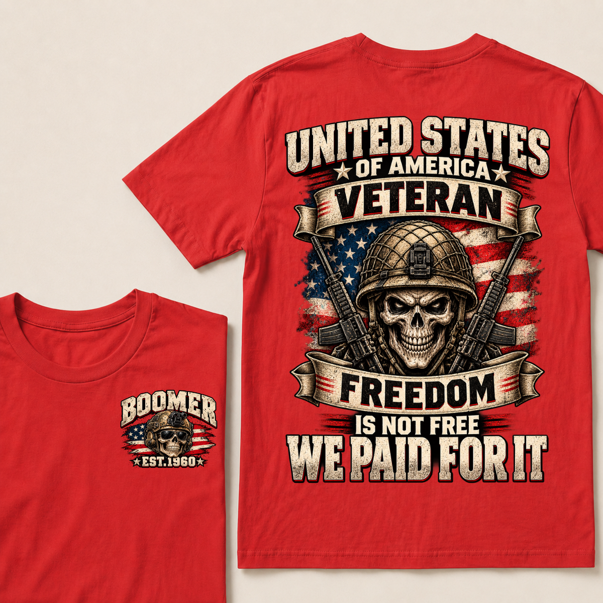 United States Of America Veteran Freedom Is Not Free We Paid For It Est.Year T-Shirt