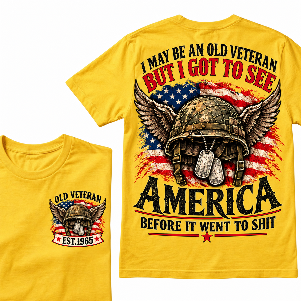 Funny Old Veteran American Flag T-Shirt, Vintage Military Army Gift, Patriotic USA Soldier Tee, Retro 1965 Veteran Shirt