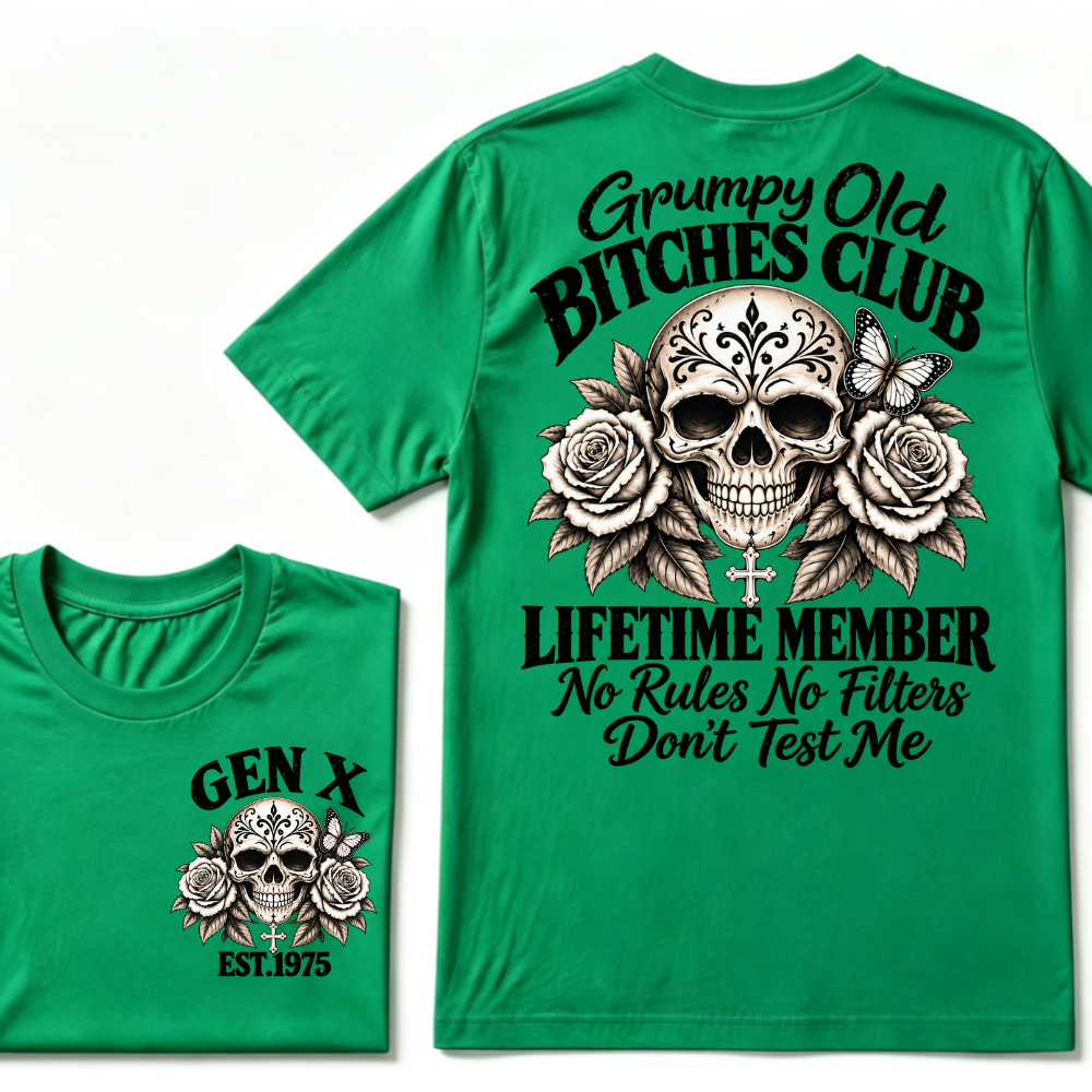 Grumpy Old Club Lifetime Member Gen X EST.Year No Rules No Filters Attitude Graphic Tee