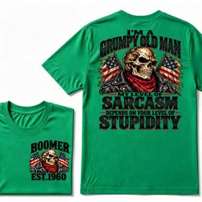 I'M A GRUMPY OLD MAN MY LEVEL OF SARCASM DEPENDS ON YOUR LEVEL OF STUPIDITY EST.Year Graphic Tee