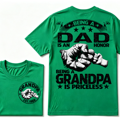 Being A Dad Is An Honor Being A Grandpa Is Priceless EST.Year Graphic T-Shirt