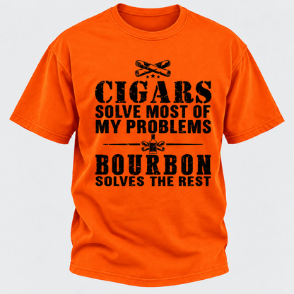 Cigars Solve Most Of My Problems Bourbon / Whiskey Does The Rest T-shirt