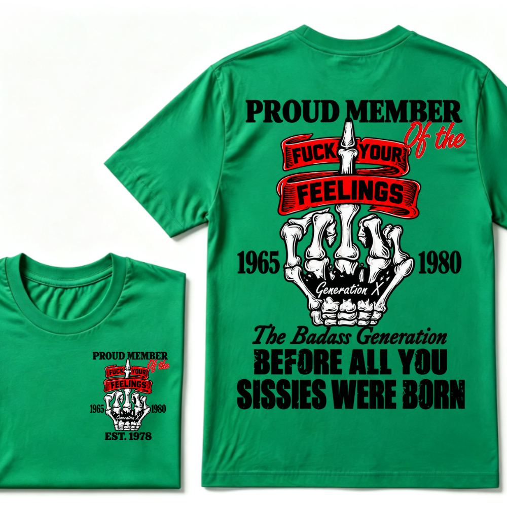 Proud Member Of The Generation X 1965-1980 The Badass Generation EST.Year Skeleton Middle Finger T-Shirt