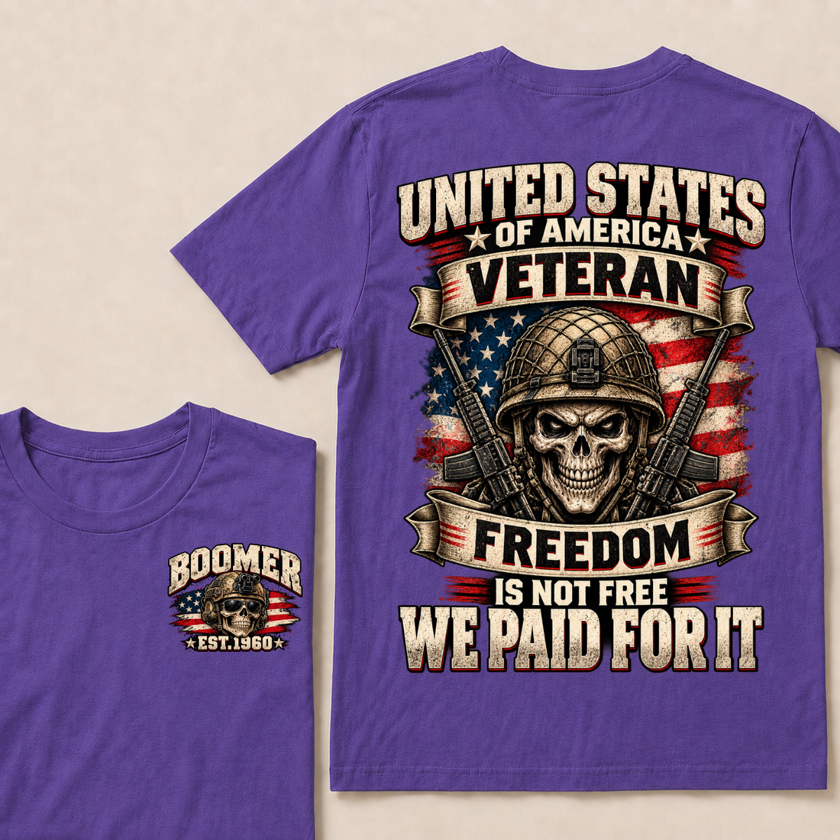United States Of America Veteran Freedom Is Not Free We Paid For It Est.Year T-Shirt
