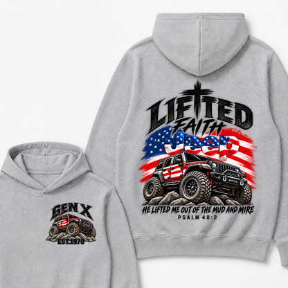 Custom Year Lifted Faith Jeep He Lifted Me Out Of The Mud And Mire Psalm 40:2 Hooodie