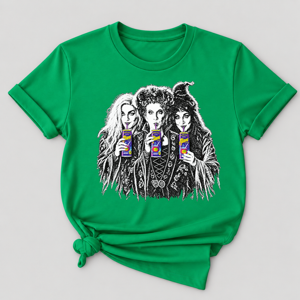 Sanderson Sisters Drinking Juice Box Hocus Pocus Halloween Witch Graphic T-Shirt