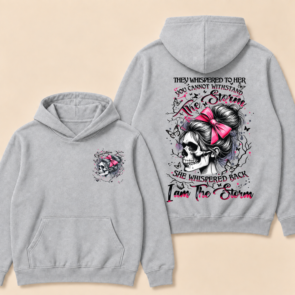 "I Am The Storm" – Generation X EST.Year Pink Bow Skull Retro Hoodie