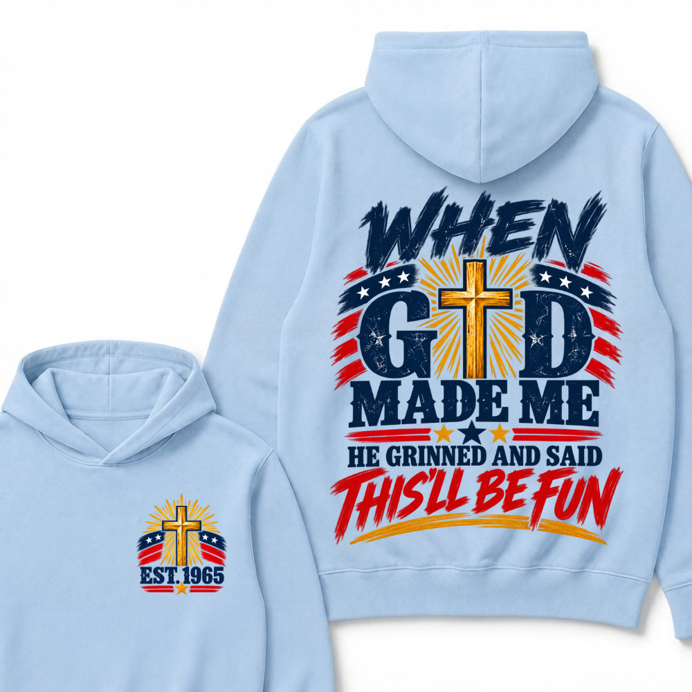 Custom Year Faith Cross Hoodie | Double Sided When God Made Me Graphic Hoodie