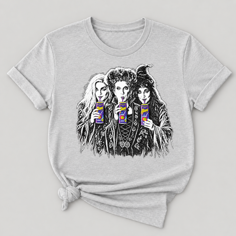 Sanderson Sisters Drinking Juice Box Hocus Pocus Halloween Witch Graphic T-Shirt
