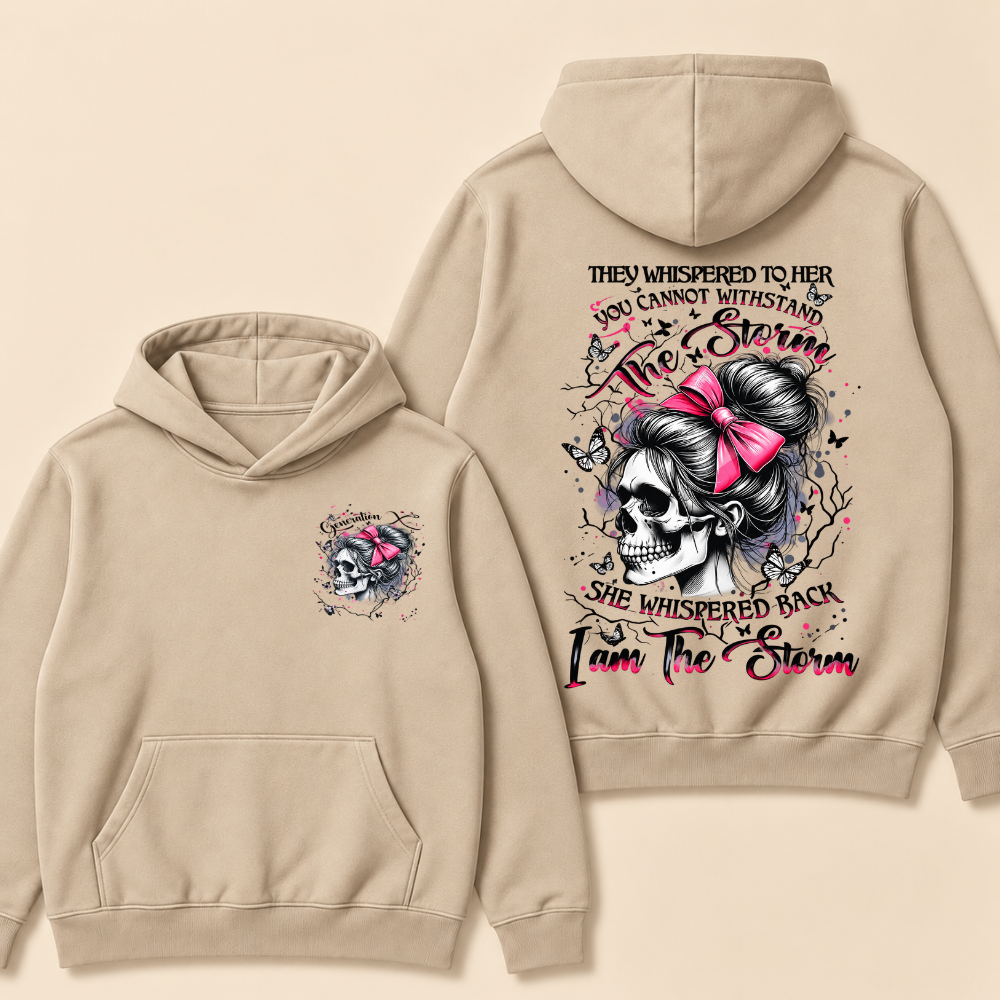 "I Am The Storm" – Generation X EST.Year Pink Bow Skull Retro Hoodie