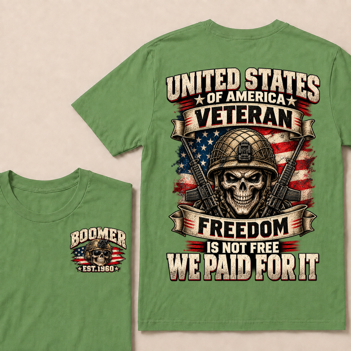 United States Of America Veteran Freedom Is Not Free We Paid For It Est.Year T-Shirt