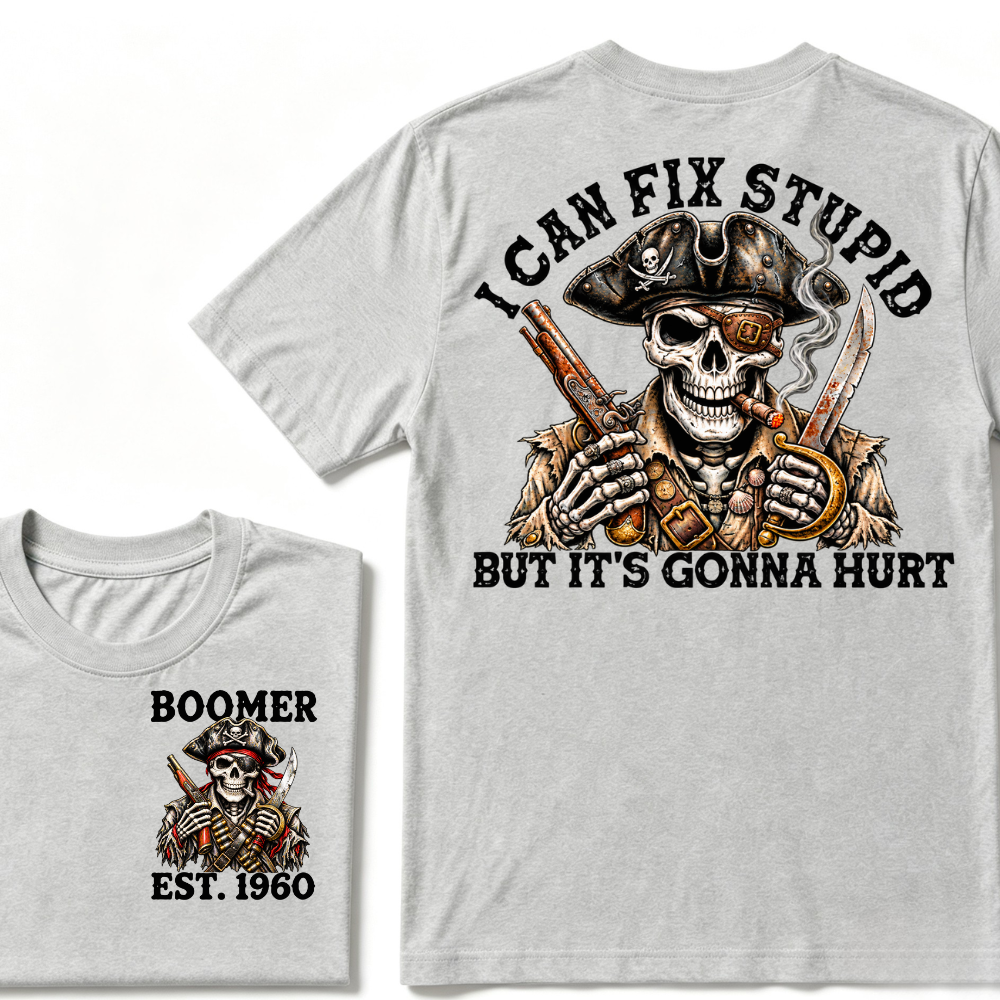 "Fixed Stupid, Endured Classics" - Pirate Skull Vintage Custom Series T-shirt