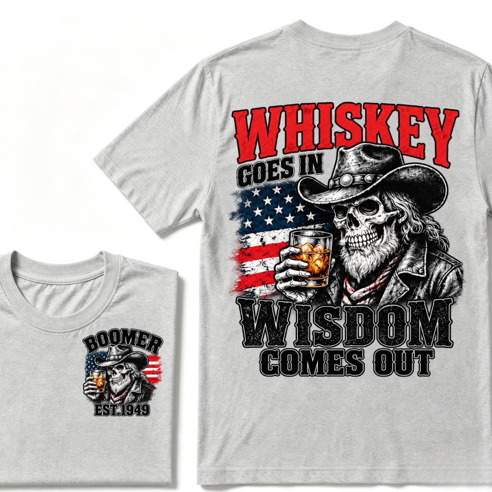 EST.Year Whiskey Goes In Wisdom Comes Out Western Whiskey Graphic Tee