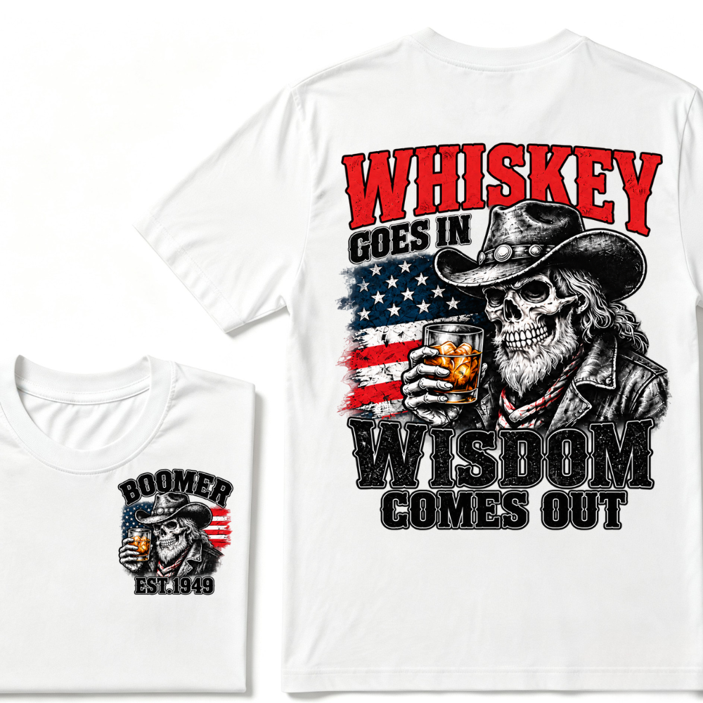 EST.Year Whiskey Goes In Wisdom Comes Out Western Whiskey Graphic Tee
