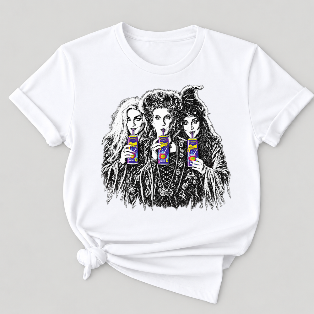 Sanderson Sisters Drinking Juice Box Hocus Pocus Halloween Witch Graphic T-Shirt