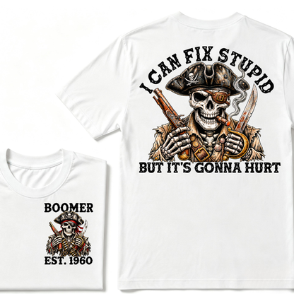 "Fixed Stupid, Endured Classics" - Pirate Skull Vintage Custom Series T-shirt