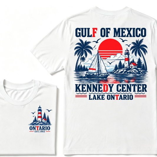 Gulf Of Mexico Kennedy Center Lake Ontario EST.Year Retro Lighthouse Sailboat Graphic T-Shirt