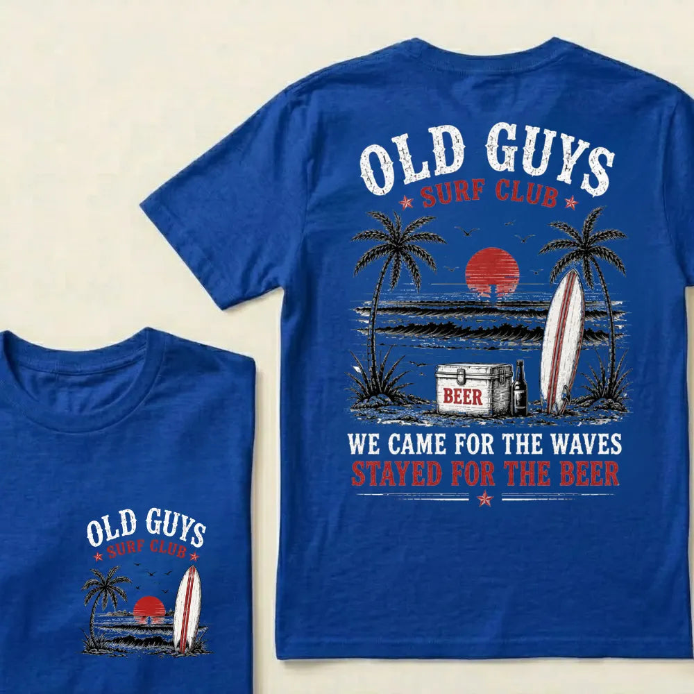 🍻 "Old Guys Surf Club" Vintage Beach Beer Casual Graphic T-Shirt