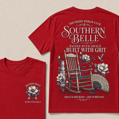 "Southern Belle – Raised with Grace, Built with Grit" Crew Neck Tee