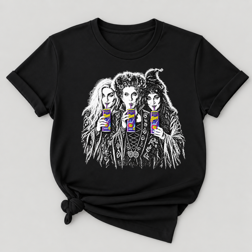 Sanderson Sisters Drinking Juice Box Hocus Pocus Halloween Witch Graphic T-Shirt