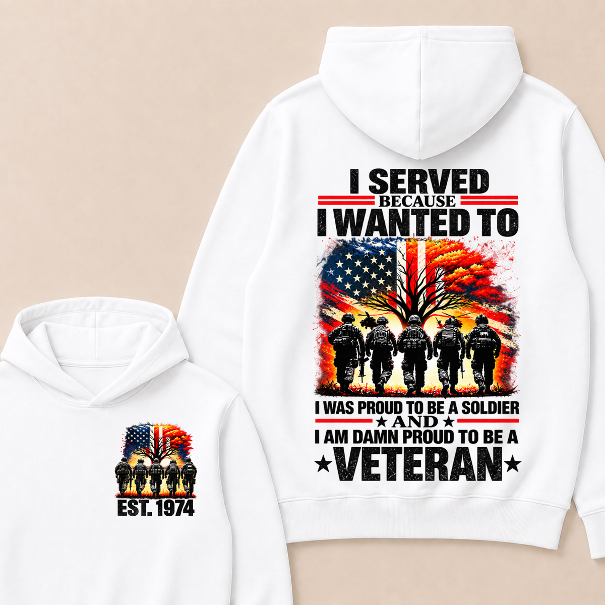 I Served Because I Wanted To  I Was Proud To Be A Soldier  And  I Am Damn Proud To Be A Veteran  Est. Year Hoodie