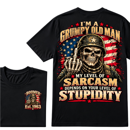 I'm A Grumpy Old Man My Level Of Sarcasm Depends On Your Level Of Stupidity Est.Year T-Shirt