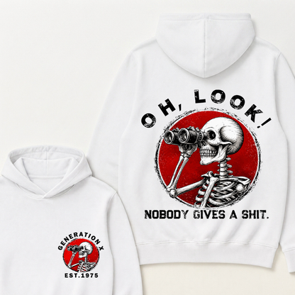 Custom Your Year EST.Year Oh,Look! Nobody Gives A Shit Print Hoodie
