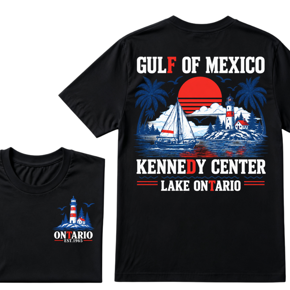 Gulf Of Mexico Kennedy Center Lake Ontario EST.Year Retro Lighthouse Sailboat Graphic T-Shirt