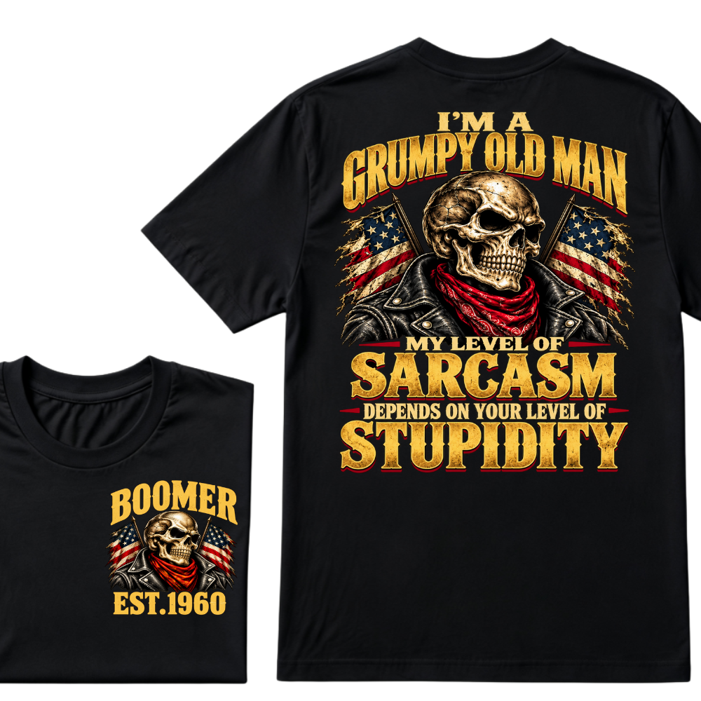 I'M A GRUMPY OLD MAN MY LEVEL OF SARCASM DEPENDS ON YOUR LEVEL OF STUPIDITY EST.Year Graphic Tee