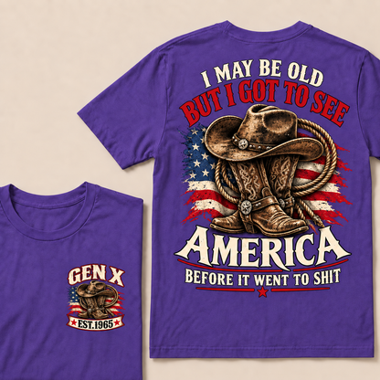 Funny Gen X Cowboy T-Shirt, Vintage Western American Flag Tee, Retro 1965 Gen X Gift, Patriotic Country Shirt