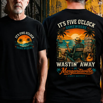 It's Five O'Clock Somewhere Wastin' Away in Margaritaville Vintage Beach Sunset T-Shirt T-shirt