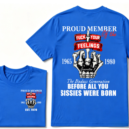 Proud Member Of The Generation X 1965-1980 The Badass Generation EST.Year Skeleton Middle Finger T-Shirt