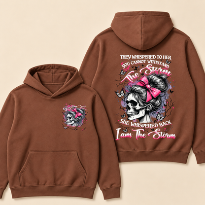 "I Am The Storm" – Generation X EST.Year Pink Bow Skull Retro Hoodie