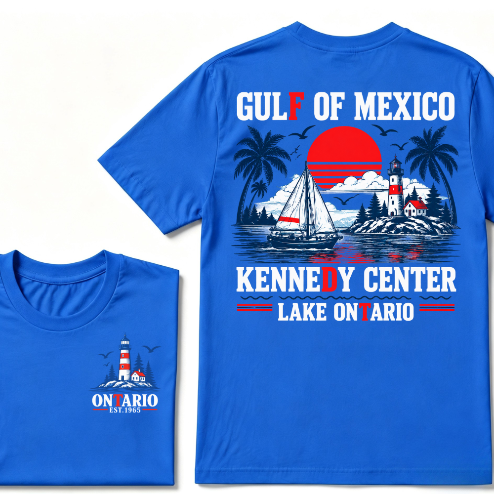 Gulf Of Mexico Kennedy Center Lake Ontario EST.Year Retro Lighthouse Sailboat Graphic T-Shirt