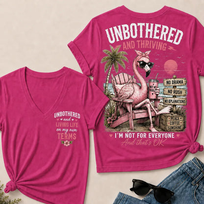 "Unbothered and Thriving – Living Life on My Own Terms" V-Neck Tee