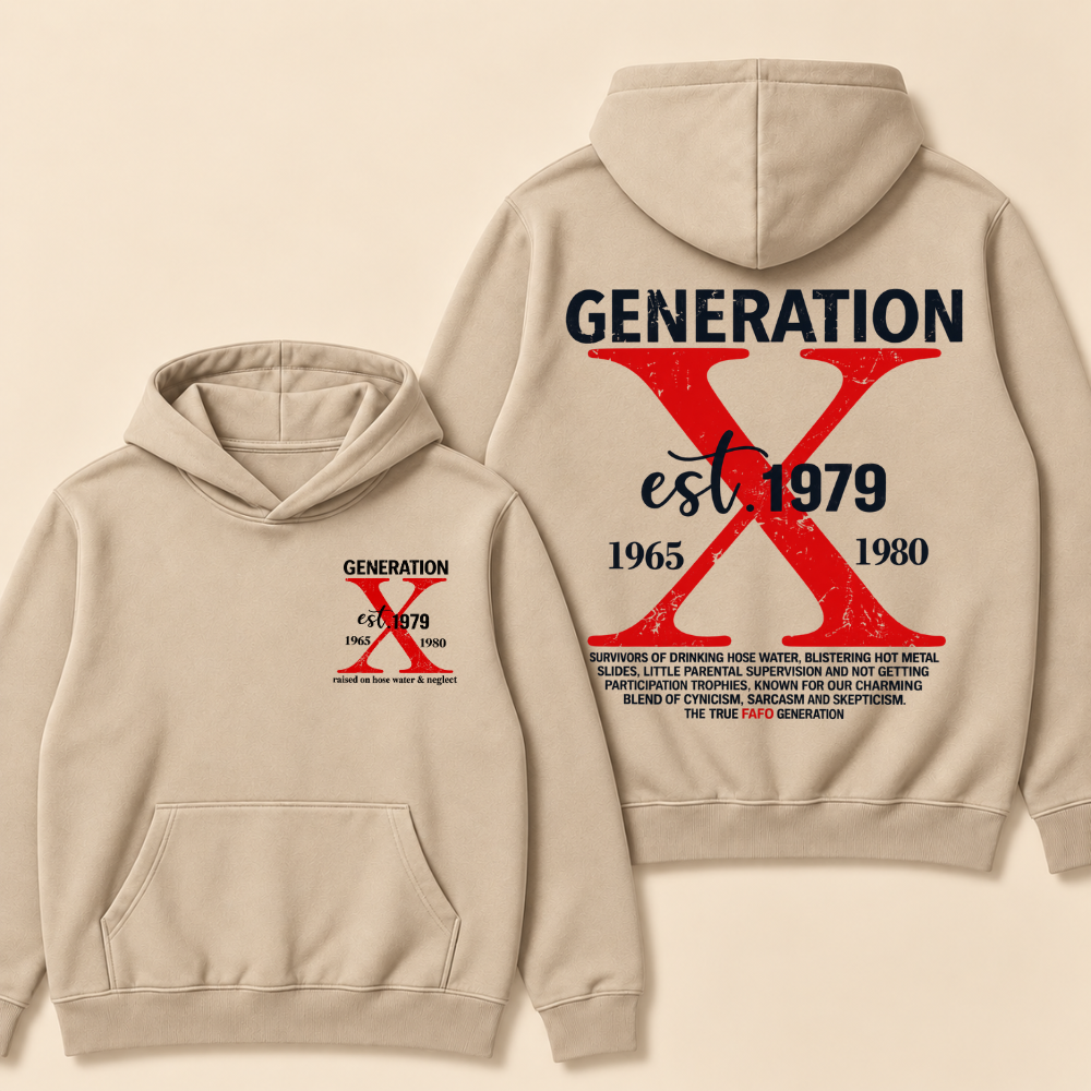 CUSTOM GENERATION X EST. Year – Vintage Distressed Retro Hoodie