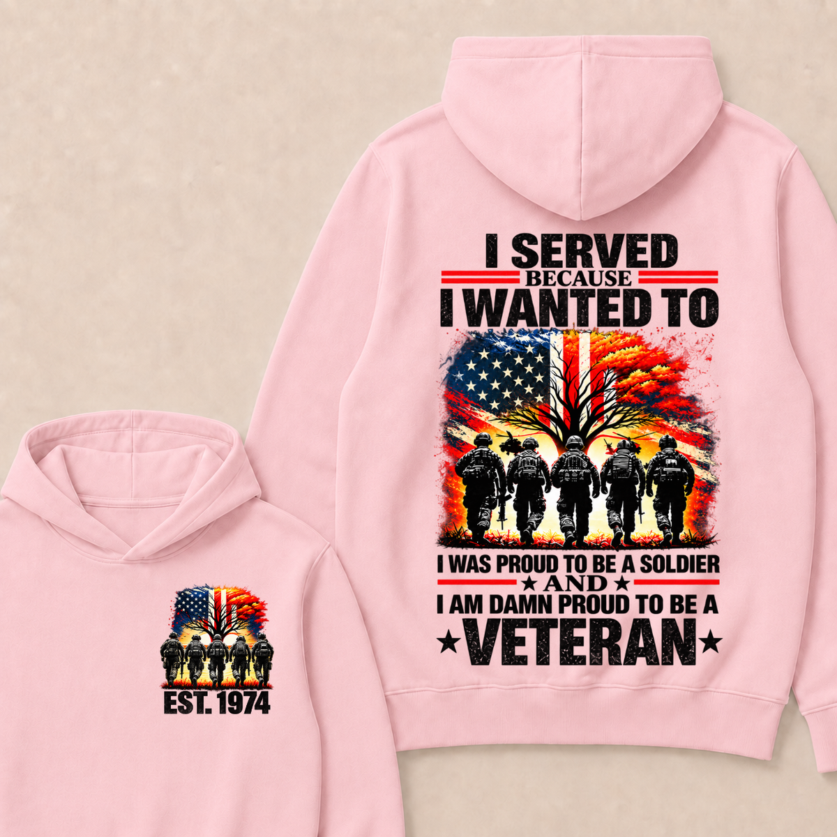 I Served Because I Wanted To  I Was Proud To Be A Soldier  And  I Am Damn Proud To Be A Veteran  Est. Year Hoodie