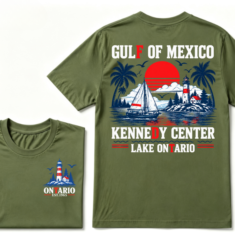 Gulf Of Mexico Kennedy Center Lake Ontario EST.Year Retro Lighthouse Sailboat Graphic T-Shirt