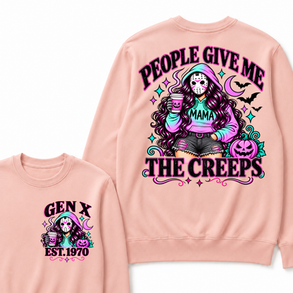 Gen X “People Give Me the Creeps” Halloween Sweatshirts – Custom Birth Year