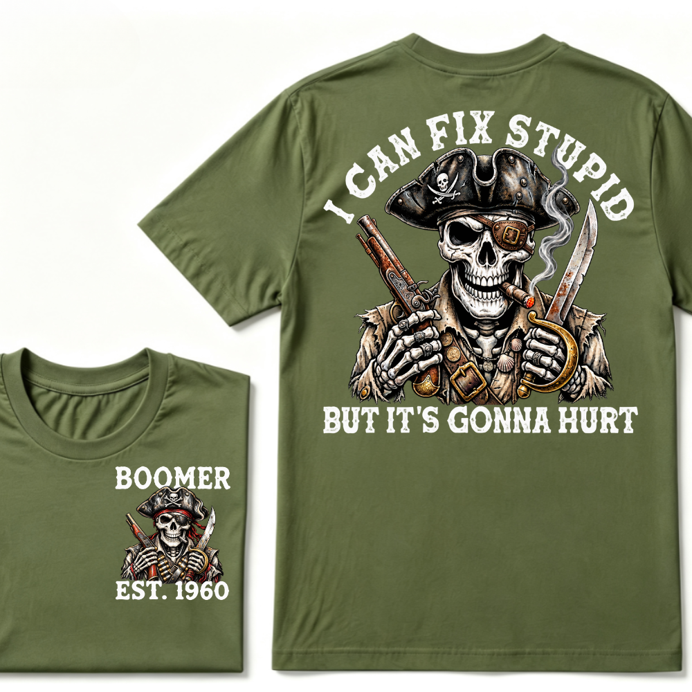 "Fixed Stupid, Endured Classics" - Pirate Skull Vintage Custom Series T-shirt