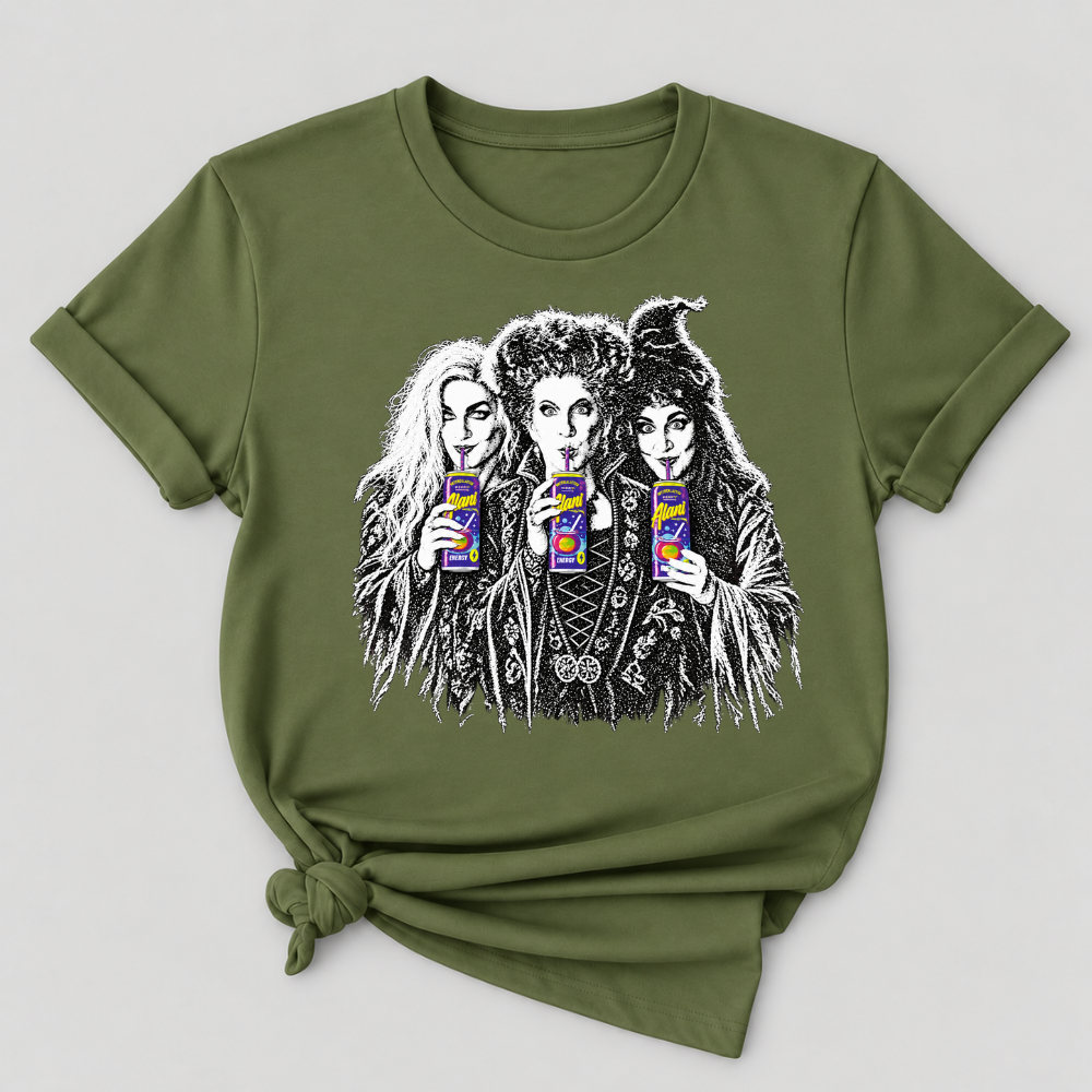 Sanderson Sisters Drinking Juice Box Hocus Pocus Halloween Witch Graphic T-Shirt