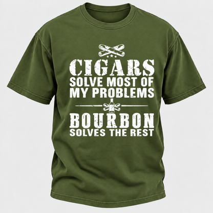 Cigars Solve Most Of My Problems Bourbon / Whiskey Does The Rest T-shirt