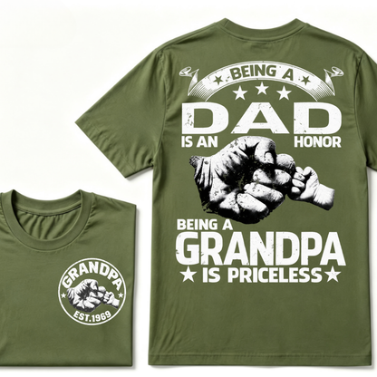 Being A Dad Is An Honor Being A Grandpa Is Priceless EST.Year Graphic T-Shirt